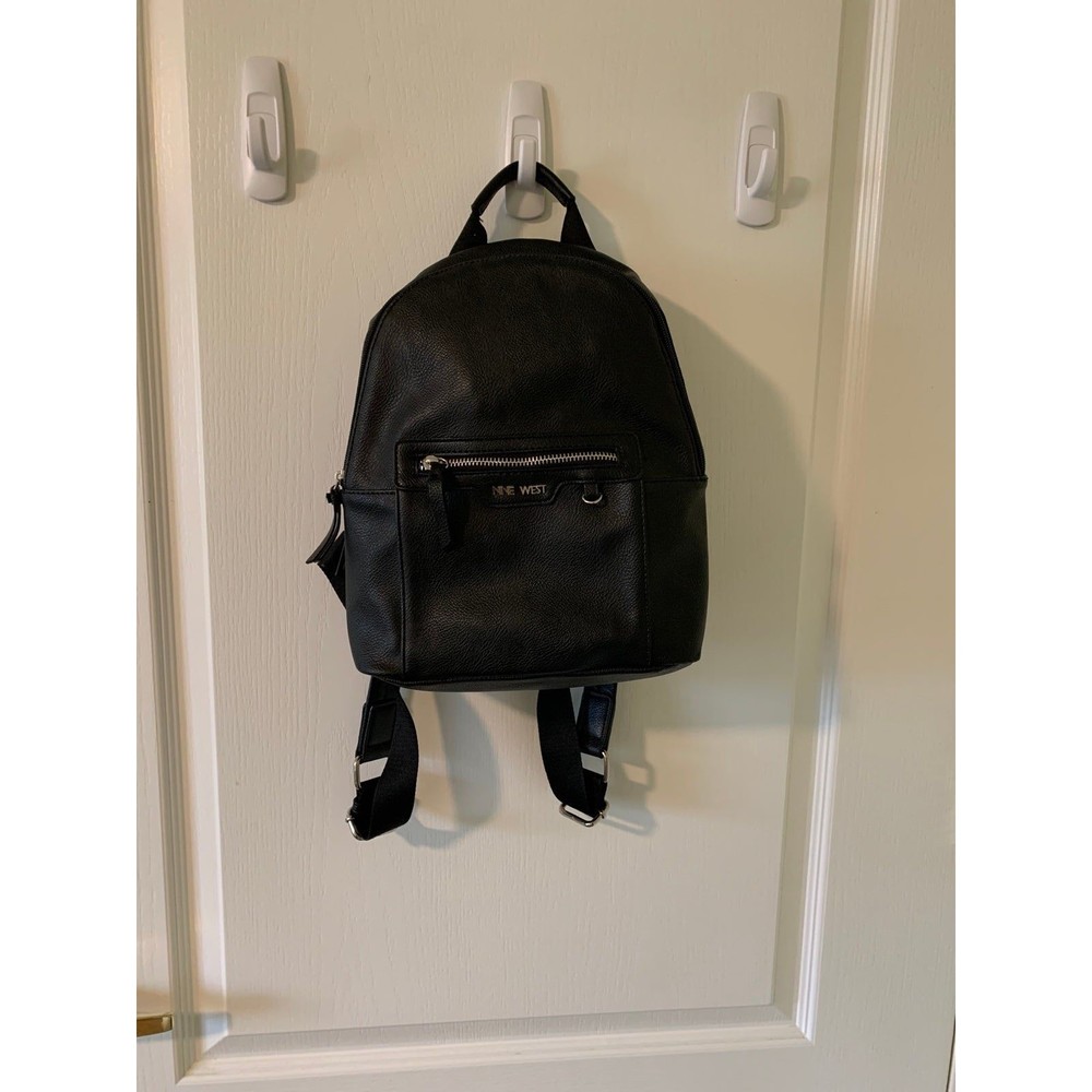 Nine west black leather backpack bag